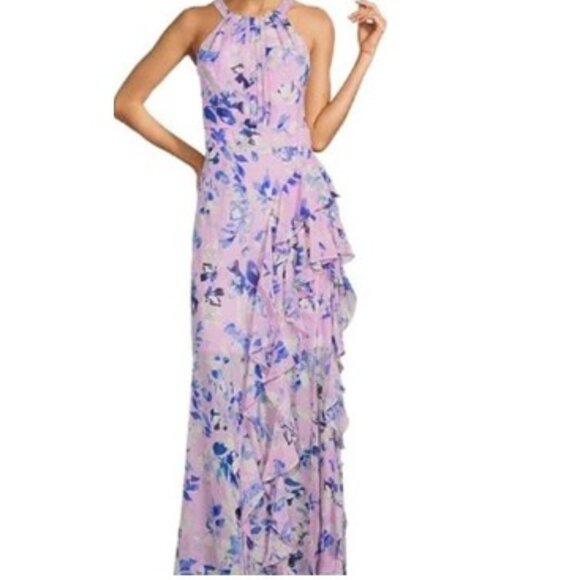 Eliza J Dresses & Skirts - Eliza J Maxi Dress Floral Print Ruffle Halter Neck Sleeveless SZ12 *NEW W/TAGS*